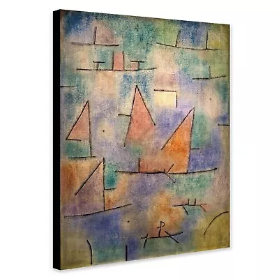 Port With Sailing Ships - Abstract Art - Canvas Wall Art Framed Print • £12.99