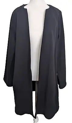 New Orleans Knitwear Open Front Cardigan Sz 1 Medium Large Black Pockets Cotton • $29.88