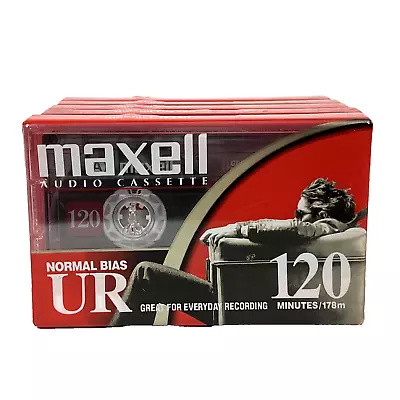 Maxell UR 90 Minute Blank Audio Cassette Tape (LOT OF 5) Bias New Sealed • $9.95