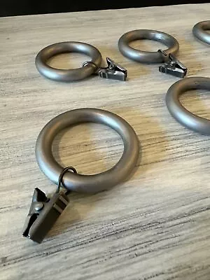 8 Pottery Barn PEWTER Clip SMALL .75” Curtain Round Rings Set Of 8 • $18.99