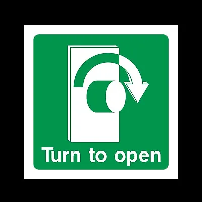 £1.49 • Buy Turn To Open Right Plastic Sign OR Sticker - Fire Exit, Escape, Emergency (EE41)
