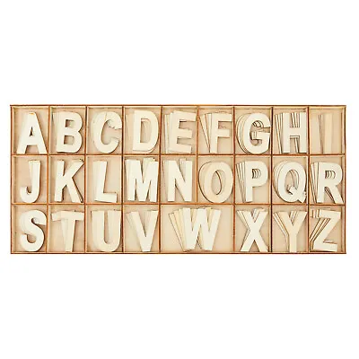 $11.99 • Buy 2  Wooden Alphabet Letters For Crafts, 4 Sets ABCs With Sorting Tray, 104 Pieces