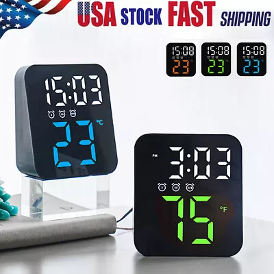 US Voice Control LED Digital Alarm Clock Desk Wall Temperature Night Mode 12/24H • $15.68