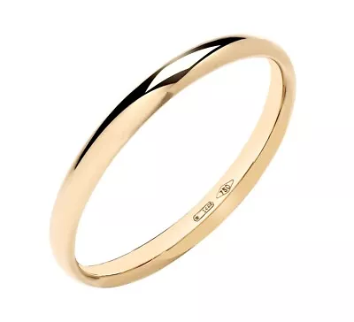 18ct Yellow Gold 2mm Wedding Band Ring Size J K L M N O P Q R S - UK Hallmarked • £104.95