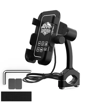 CNC Motorcycle Cell Phone Holder Handlebar Mount USB Fast Charger Accessories • $25.85