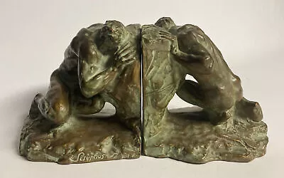 Pair Of Vintage 20s-30s McClelland Barclay Sisyphus Bronze Plate Bookends Greek • $699.99