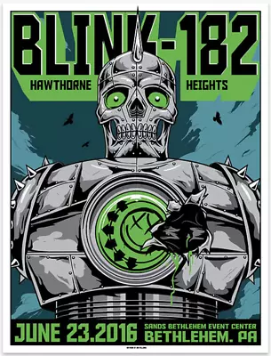 $109.99 • Buy RARE OFFICIAL Blink-182 Poster LE AP S/N #/100 Bethlehem PA 6/23/2016 Limited Ed