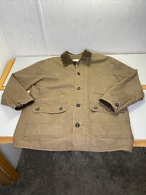 Orvis Field Barn Jacket Chore Coat Mens L Quilted Liner Tan Brown Collar Hunting • $31.99