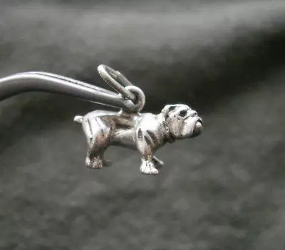 Beau English Bulldog USMC Mascot Vtg Bracelet Sterling Silver Charm Pendant 3.3g • $14.50