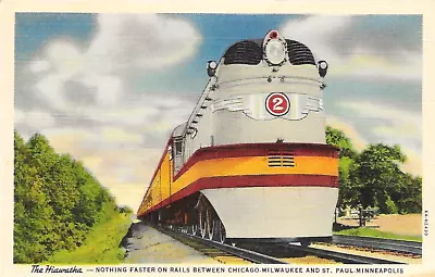 The Milwaukee Road / The Hiawatha / 1936 Linen Advertising Postcard / Railroad • $9.99