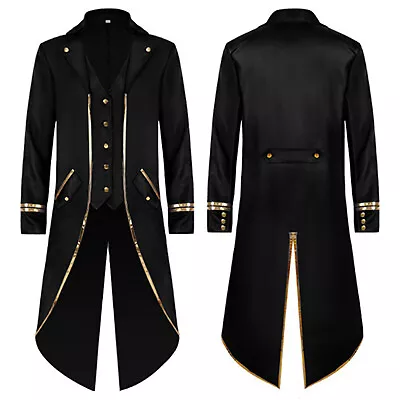 Mens Womens Halloween Costume Vintage Long Sleeve Tailcoat Swallow-Tailed Coat • $30.25