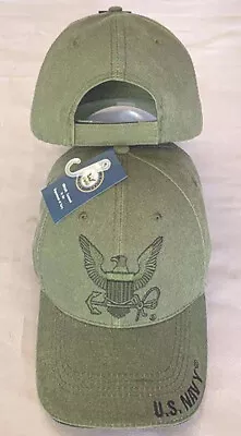 United States US Navy Cap Hat Olive Drab Military Embroidered Adjustable • $12.88