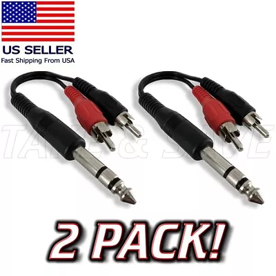 6.35mm 1/4 Inch Male Trs Stereo Plug To 2 Rca Phono Male Audio Y Splitter Cable • $6.59