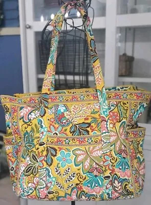 Vera Bradley Grand Weekender Bag  W Luggage Tag 'Provencal' Yellow Retired EUC!  • $40