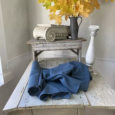 12.8 Antique Vintage Blue Dyed Bolt Of Homespun Linen Yards + Grain Sack Fabric • $832