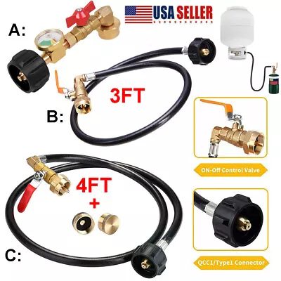 Propane Refill Adapter Hose QCC1 With ON-Off Control Valve For 1Lb To 20Lb Tank • $20