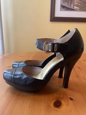 Michael By Michael Kors Black Patent Leather Mary Jane Platform Heels Size 7 • $49