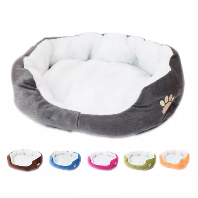 £9.29 • Buy UK Pet Dog Cat Calming Bed Comfy Puppy Kitten Warm Fluffy Bed Mattress Fur Round