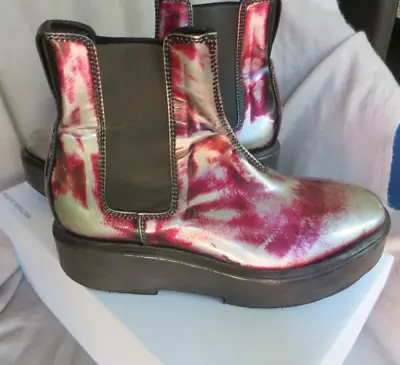 Moma Italy Silver/Cherry Platform Bootie Size 37 NEW /box $450+ • $184.99