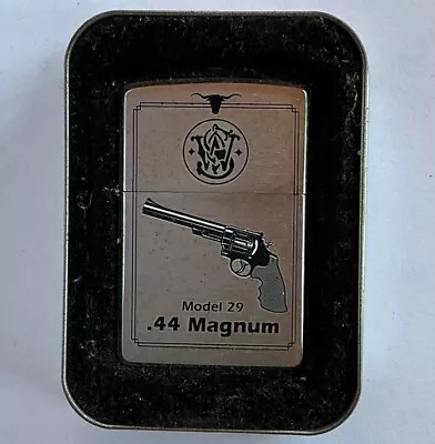 Vintage Zippo Lighter Chrome Smith & Wesson 1955 .44 Magnum Edition Tin Box NR44 • $50