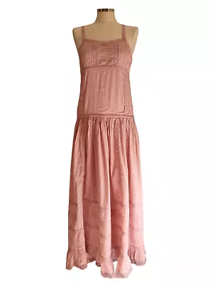 Frock And Frill Embroidered Lace Maxi Pink Cotton Boho Dress Size 10 M New • £18.99