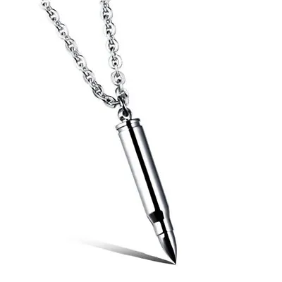 European Style Men's Titanium Stainless Steel Bullet Pendant Necklaces Punk Gift • $6.99