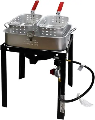 Commercial Grade Propane Gas Dual Basket Outdoor Fryer 18 Qt Deep Fry Fish Wings • $123.99