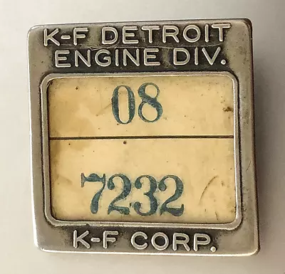 Rare KAISER-FRAZER Automotive Employee Badge: Detroit Engine Div; Acq'd W/O Jeep • $67.95