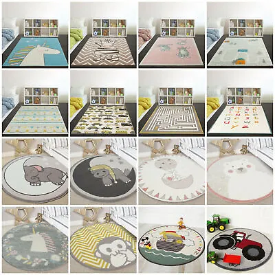 Fun Colourful Affordable Kids Bedroom Rugs Boys Girls Small Large Circle Playmat • £16.95