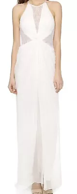 BCBG MaxAzria Maxine Dress Gown Silk Lace Maxi Gardenia Size 4 Excellent Cond. • $75
