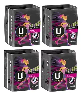 4 X U By Kotex Sport Ultrathins Super With Wing 10 Pads • $37.12