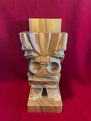 Solid Wood Carved Totem Tiki Inspired Single Bookend Native Vtg Hawaii MCM • $9.59