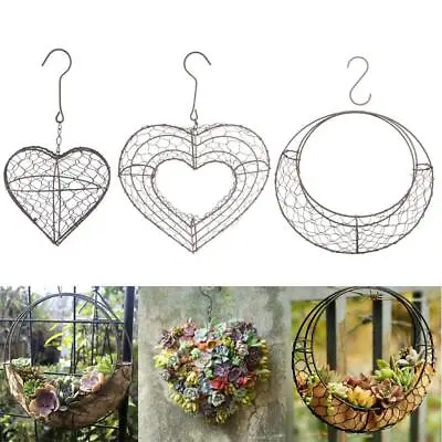 £30.91 • Buy 3 Pcs. Rustic Romantic Iron Frame Moon Heart Shaped Succulent Pot Hanging