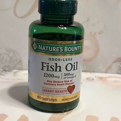 $12.89 • Buy Nature's Bounty Fish Oil 1200 Mg Omega-3 And Omega-6, 60 Odorless Softgels 08/23