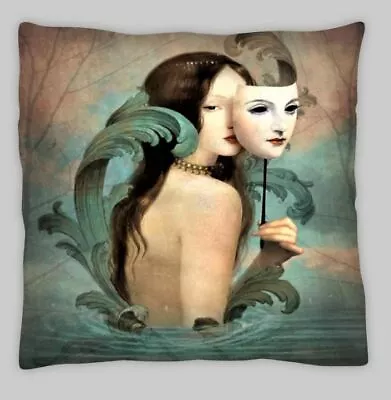 Steampunk  Cosplay Female Cushion Cover  Victorian Fantasy  Gothic Asian Mask • £5.99