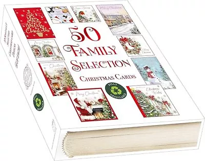 Bumper Box Of 50 Family Christmas Cards Pack Assorted Cute Traditional Designs • £8.99