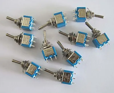 10x DPDT Guitar Mini Toggle Switch 2 Position ON/ON 6 PIN Car/Boat Switches • $8.69