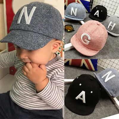 Baby Letter Print Baseball Cap Toddler Boy Girl Snapback Sun Hat 6M-2Y Alphabet • £4.59