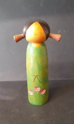 Vintage Japanese Art Forum Wooden Kokeshi Doll With Pigtails Shoujo 6” • £20