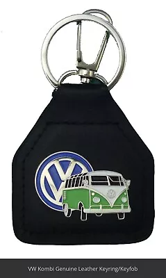 Genuine Australian Made Leather Keyring/Fob - VW Kombi - Green/White • $18