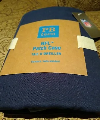 Pottery Barn Teen NFL Football Pillow Patch Case Sham Solid NAVY Blue NIP • $19.99