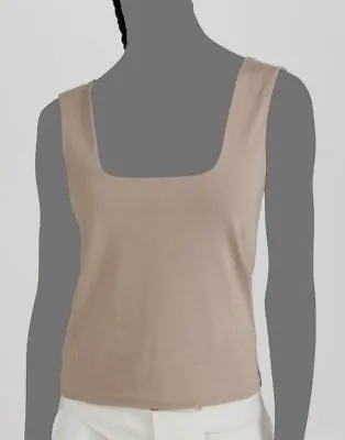 $110 Vince Women's Brown Sleeveless Square-Neck Rib Tank Top Size Small • $35.18