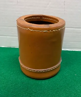 Vintage Thick Leather Ribbed Dice Cup.  Stitched Tan/Brown. Great Condition. • $40