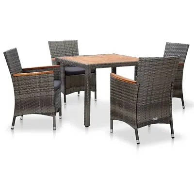 $472.95 • Buy 5 Pcs Rattan Outdoor Dining Table And Chair With Cushions 4-Person Dinner Set