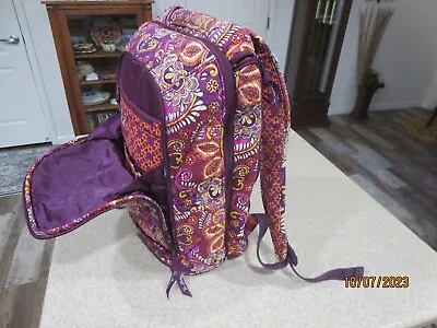 Vera Bradley Laptop Backpack- Safari Sunset Purple Paisley Pattern Print Clean • $19.99