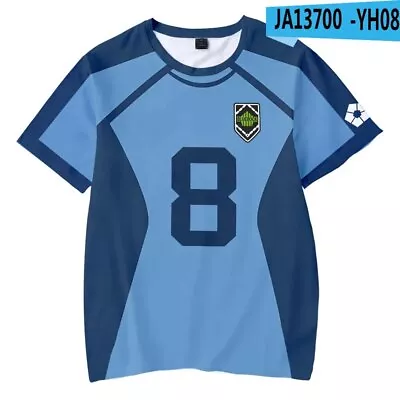 BLUE LOCK Anime Cosplay Men Fashion Blue Jersey Short-sleeved Sporty T-shirts • $13.99