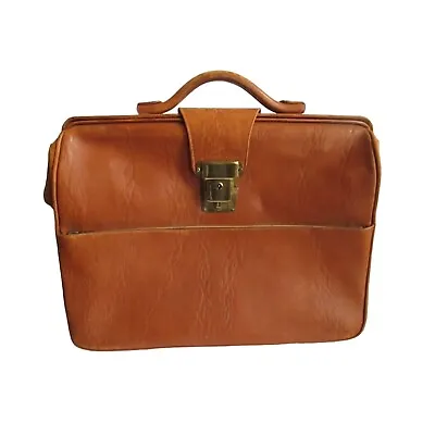 Vintage 1950's MCM Leather Briefcase Ivoli 17x13x5  Brass Zippers • $48.65