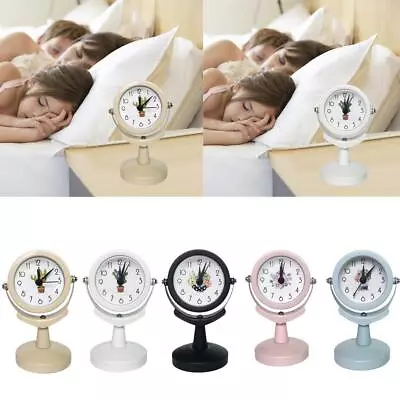 Table Stand Round Silent Metal Frame Alarm Clock Bedside Clock For • £7.27