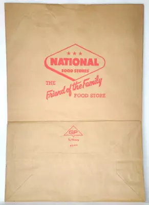 National Food Stores Friend Of The Family Paper Grocery Bag Vintage Advertising • $8.39