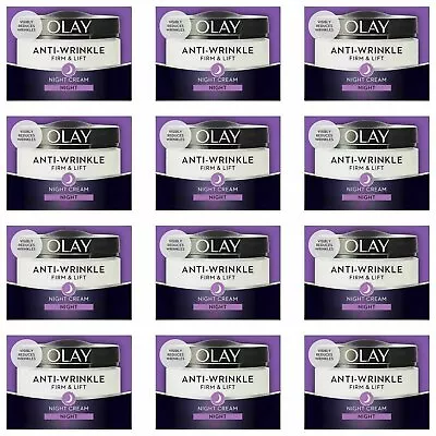 12 Olay Anti-Wrinkle Firm Lift AntiAgeing Moisturiser Night Cream Hydrating 50ml • £78.40